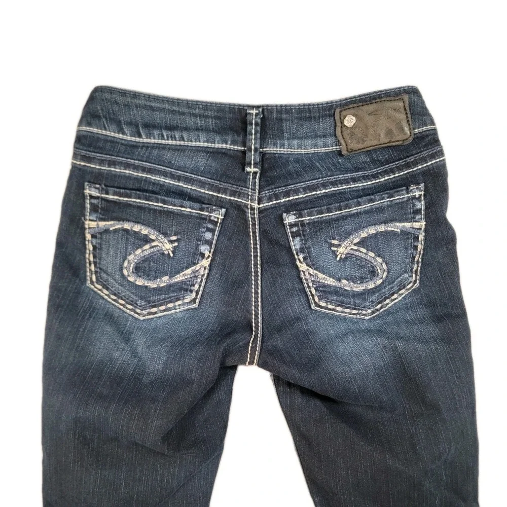 Silver Jeans Co Suki Bermuda Shorts Womens 27 Dark Wash Thick Stitch Denim